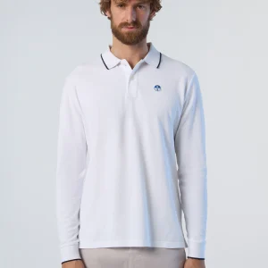 Long-sleeved polo shirt with collar print