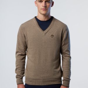 V-neck sweater with embroidered logo