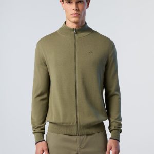 Full-zip sweater with embroidered logo