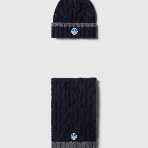 Cable-knit beanie and scarf gift set