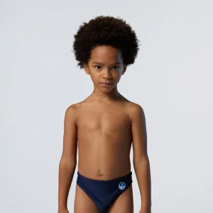 Swim briefs with logo patch