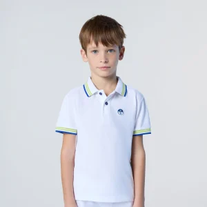 Polo shirt with striped trims
