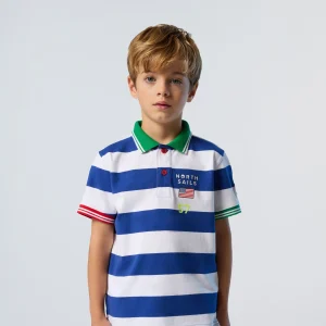 Striped jersey polo shirt