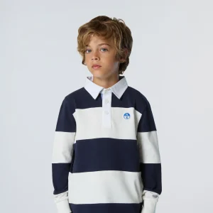 Striped long-sleeved rugby top
