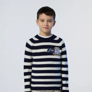 Sweater with upcycled patches