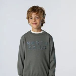 Crew-neck sweater with embroidery