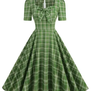 Robe Rétro Années 30 à Carreaux