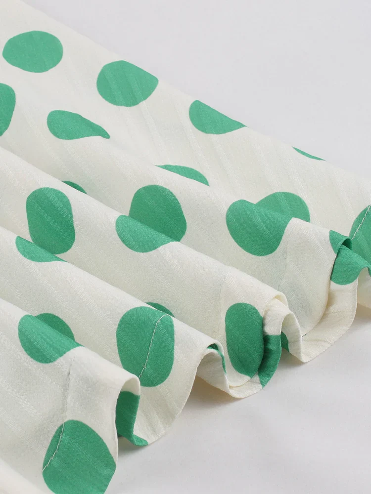 Robe Blanche à Pois Vert Années 60 – Image 5