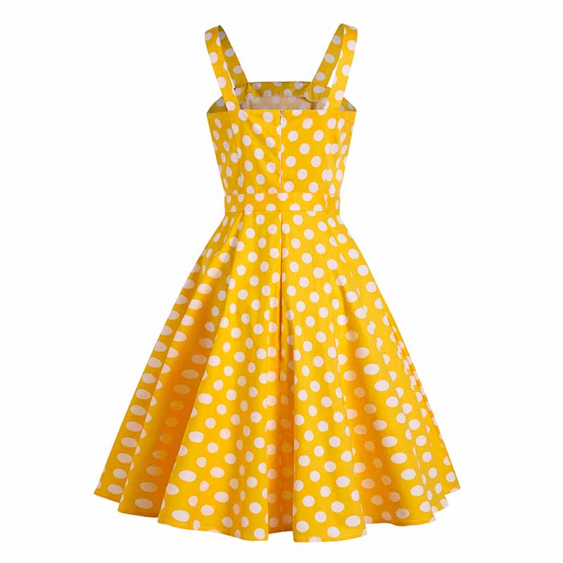 Robe Jaune à Pois Style Pin Up – Image 2