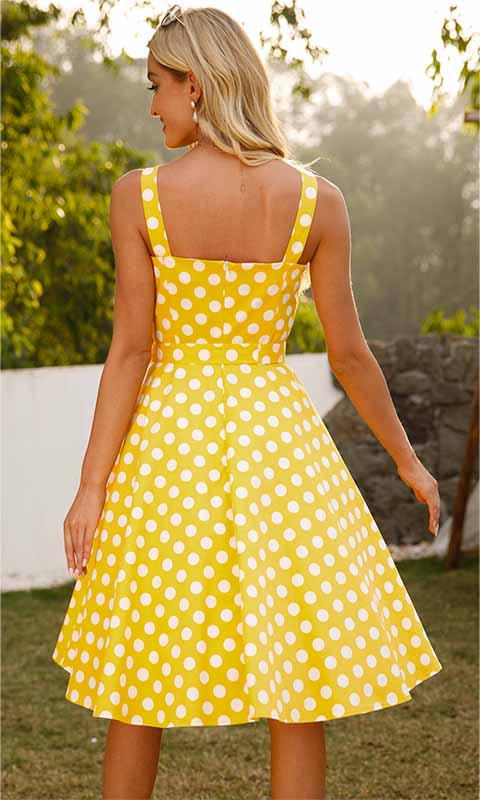 Robe Jaune à Pois Style Pin Up – Image 4